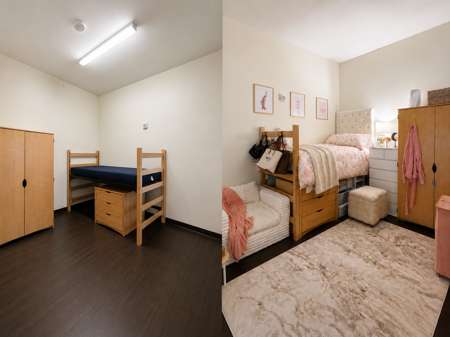 Before and after: an empty dorm room transformed by MoveReady staging